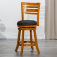 thumbnail image 2 of Cfowner 24" Counter Height Slat Back Swivel Stool, Natural Finish, Charcoal Fabric Seat, 2 of 6