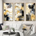 thumbnail image 1 of Designart "Pastel Abstract with Spots of Blue, Black, and Gold VI" Fractals Framed Wall Art Set Of 3 - Gold Fractals Frame Gallery Set For Office Decor, 1 of 6