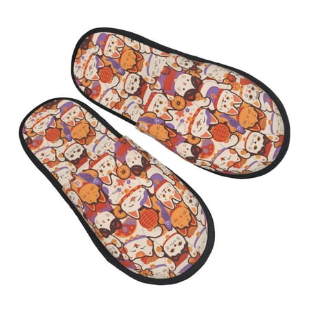 

House Slippers for Women Men - Maneki-Neko Cats Soft House Shoes Fuzzy Slippers Lightweight Slip-On Cozy House Slippers for Woman Indoor Outdoor
