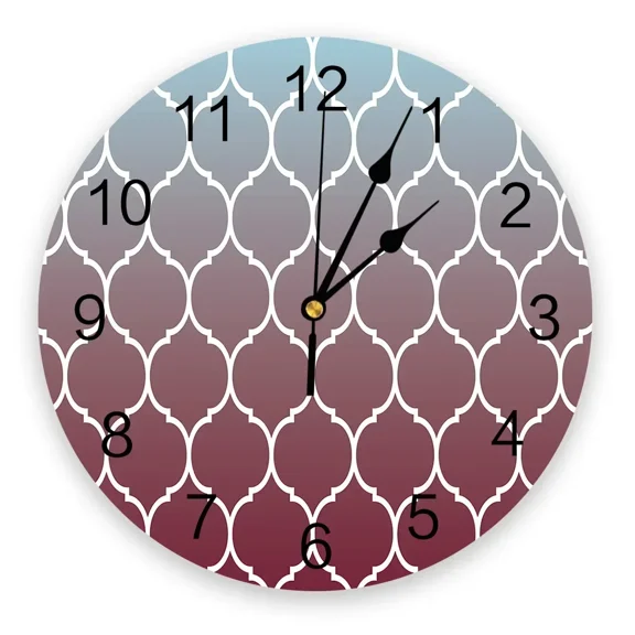 Moroccan Geometric Modern Wall Clock For Home Office Wall Decoration Living Room Bathroom Decor Needle Hanging Watch（10 Inch）