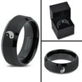 thumbnail image 4 of Tungsten Yin-Yang Band Ring 8mm Men Women Comfort Fit Black Beveled Edge Brushed Polished Size 14, 4 of 4