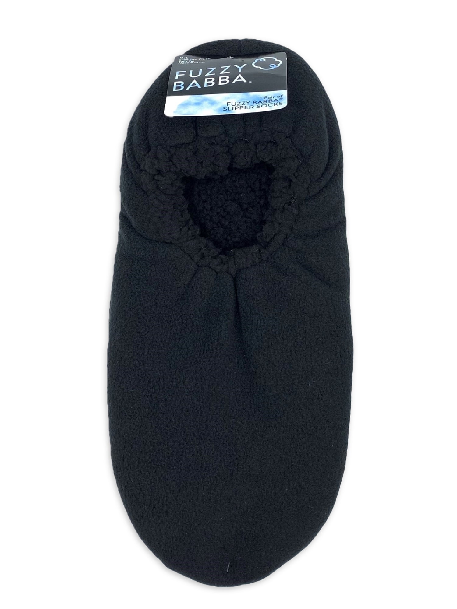 Fuzzy Babba Men's Solid Black Slipper Socks, Sizes M/L-L/XL