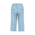 thumbnail image 6 of JJHGVB Cotton Linen Capris for Women Workout Shorts Linen Shorts Linen Bermuda Shorts for Women Beach Boho Pants Wide Leg Shorts for Women Cotton Linen Pants Resort Wear for Women 2026 Sky Blue 5XL, 6 of 6