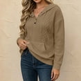 thumbnail image 6 of DailyTrove Women Cable Knit Henley Hooded Sweatshirt With Kangaroo Pocket Long Sleeve Tops, 6 of 8