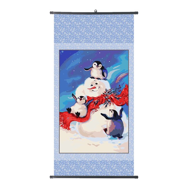Cuadros Decorativos Pintado a mano sobre lienzo DIY pingüino muñeco de nieve pintura al óleo por números dibujo Kit regalo Likrtyny embutido en tela