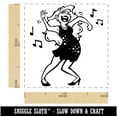 thumbnail image 2 of Dancing Party Girl with Musical Notes Self-Inking Rubber Stamp Ink Stamper - Blue Ink - Small 1 Inch, 2 of 7