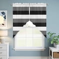 thumbnail image 6 of Grey Black White Striped Kitchen Window Curtains, Swag Curtains Valance for Bedroom Living Room Bathroom, Farmhouse Stripes Rod Pocket Window Treatment Curtain Block Drapes 2 Panels 36"x45", 6 of 9