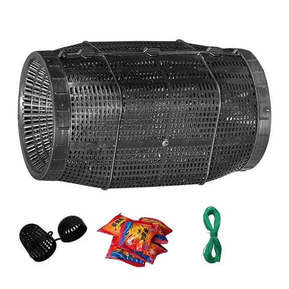 Double Entrance Fish Baits Cage High Large Round Fishing Cage for Efficient Fishing Durability Plastomer Construction