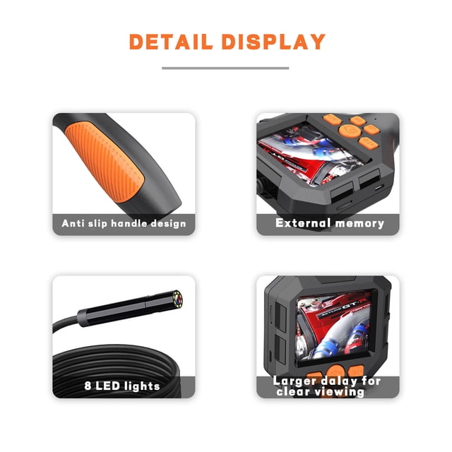 Maoww Waterproof Inspection Borescope with Anti-slip Handle True Color Screen for Pipe Sewer Drain Plumbing