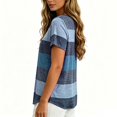 thumbnail image 4 of Lumistal Plus Size Women Summer Tops Thin Breathable Casual T-Shirts Striped Blouse Short Sleeve Top Basic Tee Fashion Leisure Tshirt for Women Going Out Tops XL-5XL Blue XXXL, 4 of 6