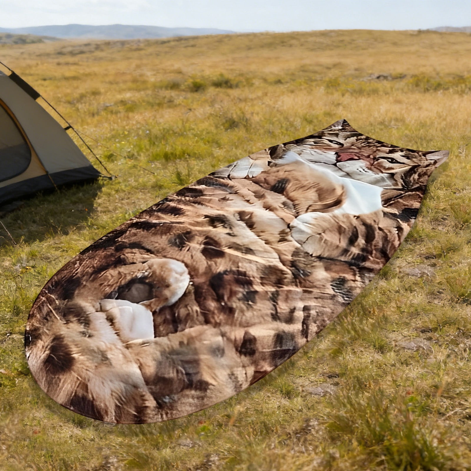 Cat Sleeping Bag for Human,Adult Soft Sleeping Bag – Plush Cat Envelope Sleeping Bag for Camping,Sleepovers & Home Lounging,Washable Warm Blanket,68.9x31.5 Inch(C)