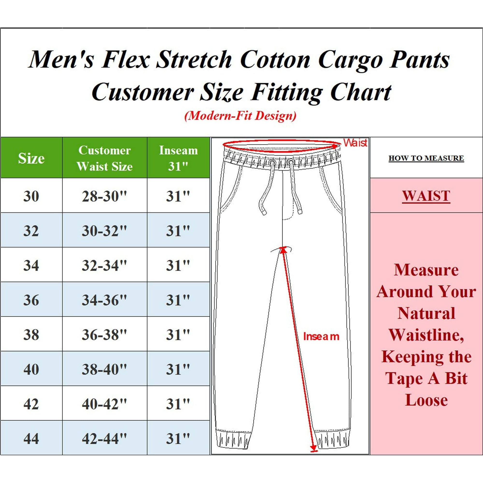 3-Pack Men's Flex-Stretch Cotton Cargo Pants, 31-Inch Inseam - Comfortable and Durable