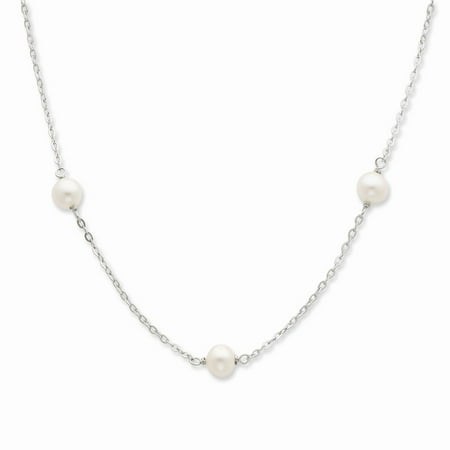 - Sterling Silver 17 Inch White Freshwater Cultured Pearl w/2in ext. Necklace