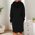 thumbnail image 4 of Fall Winter Dresses For Women 2025 Thickening Hooded Pullover Dress Split Hem Long Sleeve Casual Hooded Sweater Dress With Pockets (Black,L), 4 of 6