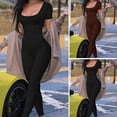 thumbnail image 5 of TNOBHG Women Jumpsuit Women's Summer Sports Jumpsuit Short Sleeves U Neck Skinny Fit Elastic Sweat Absorption Pure Color Butt-lifted Casual Gym Jogging, 5 of 8