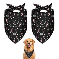 Dog Bandana 2 Pack,Black Christmas Candy Cane and Snowflake Pattern Bandanas for Dogs,Cat Bandana,Small/ Large Dog Bandana 2 Size,Dog Bandanas Girl Boy