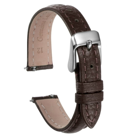Uxcell Genuine Leather Watch Bands 12mm Flat Quick Replacement Leather Watch Strap Elegant Women Men Watch Straps Brown