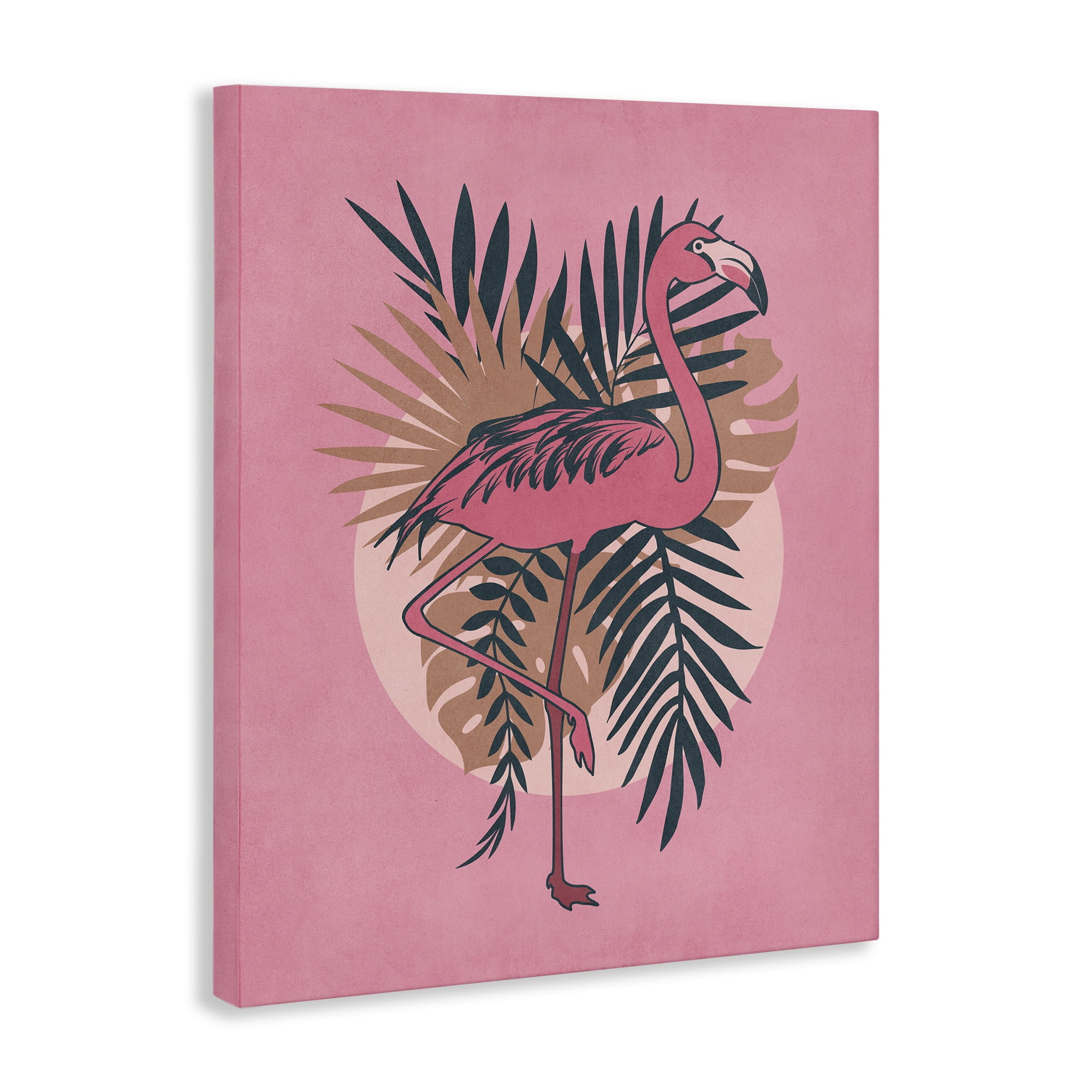Stupell Industries Pink Retro Flamingo Animals Painting Wrapped Canvas Art Print Wall Art, 30 x 40
