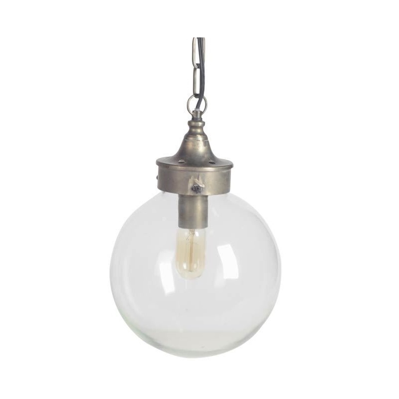 Metal Clear Glass Globe Pendant Light 
