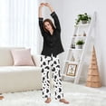 thumbnail image 6 of Dailycode Women's Pajama Pants Wide Leg Lounge Pj Bottoms With Pockets Cartoon Doodle, 6 of 7