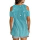 thumbnail image 4 of Tops de Hombro para las Mujeres Blusa de Impresión de Verano de Manga Corta con Cuello en V Top de Moda, Estante Ligero de Algodón de Imitación para el Uso Informal, 4 of 6