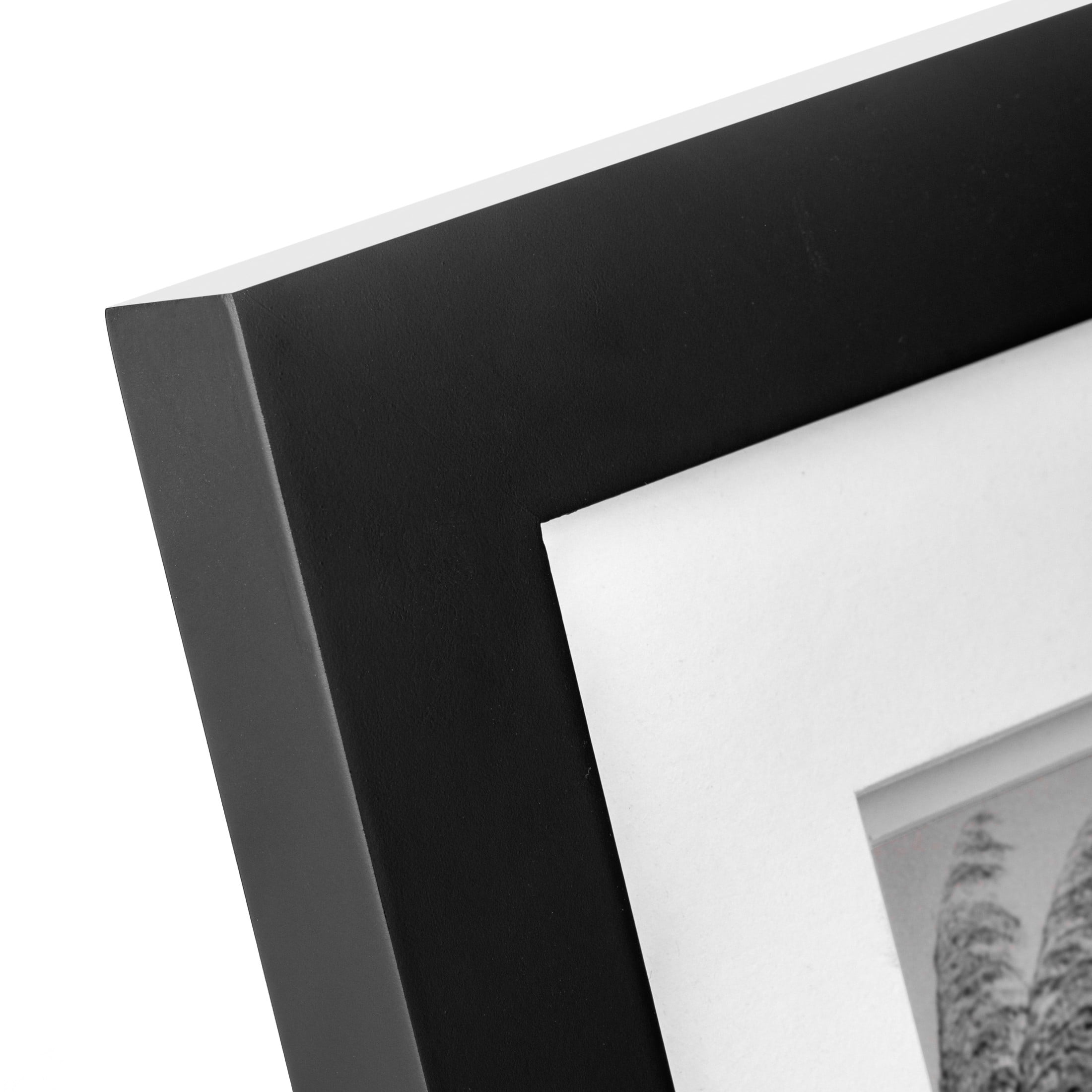 Gallery Solutions 8"x10" Picture Frame - Tabletop or Wall Mount - for 5"x7" Photos with Double White Mat, Black