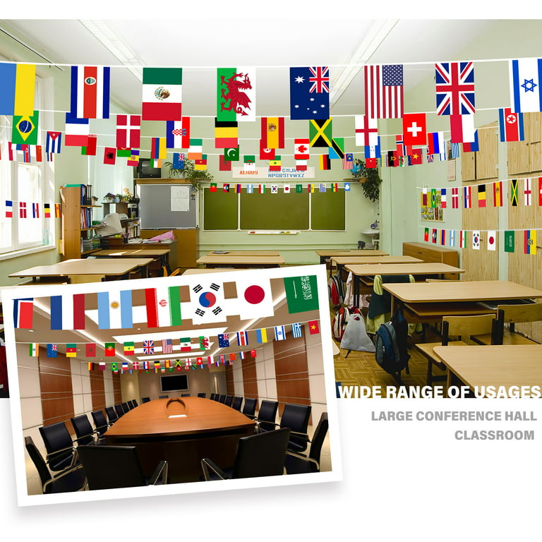 200 Countries String Flag 2 Pack, 184 ft International Flags Bunting Banner, World Flag Banner Decoration for School, Sports Events, Grand Opening