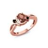 Gem Stone King 18K Rose Gold Plated Silver RingSet with Forever Classic Very Light Oval 0.97cttw Created Moissanite from Charles & Colvard and Diamond