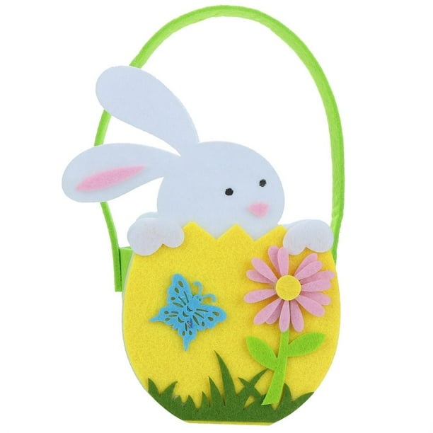 Bolsa de regalo de Pascua con dulces, cesta de almacenamiento con ruedas, diseño plegable y portátil, marco de metal, para oficina, contenedor de dulces, decoración de Pascua para el hogar,