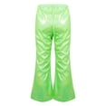 thumbnail image 2 of Haitryli Kids Girls Boys Stage Performance Shiny Flared Pants Elastic Waistband Bronzing Bell Bottom Pants Fluorescent Green 7-8, 2 of 7