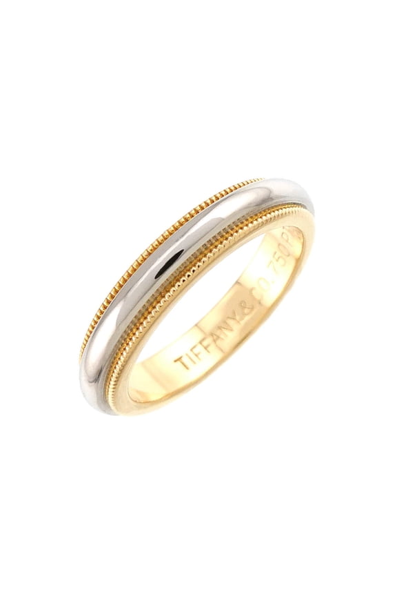 Pre-Owned Tiffany & Co. Milgrain Band Ring, 3.4mm wide, Platinum (Pt) and 18K Yellow Gold...