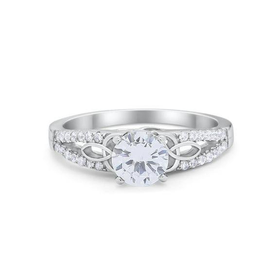 Celtic Art Deco Round Ring CZ 925 Sterling Silver Size 5