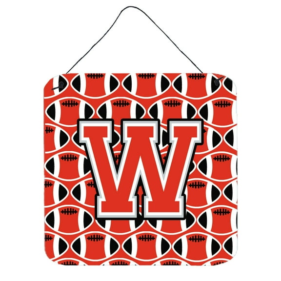 Letter W Football Scarlet and Grey Wall or Door Hanging Prints