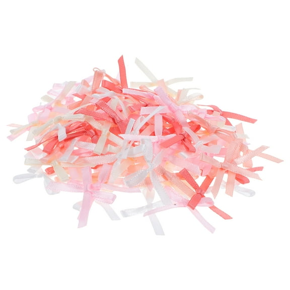 100 Pcs Mini Ribbon Cake Ribbon Bow Decoration 3.00X2.50X0.40CM Pink