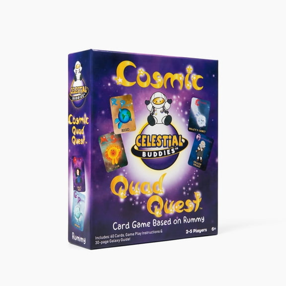 Cosmic Quad Quest Card Game w/ 30-page Galaxy Guide | Space-Themed Fun Educational Game, Kids Ages 6  | STEM Learning, Planets & Space Exploration
