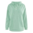thumbnail image 2 of Zylarhe Male Autumn And Winter Long Sleeve Sweatshirt Hooded Button Down Round Neck Solid Color Top Pullover for Men Hoodie, 2 of 4