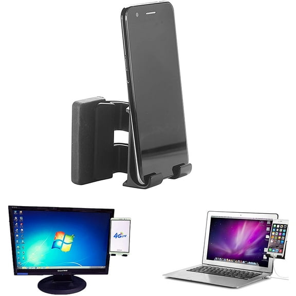 LNGOOR Smart Mobile Clip Holder for Desktop Monitor and Laptop Screen-Side Mount Holder for Duo Screen -Connect Your Mobile to Your Monitor and Laptop So Easy