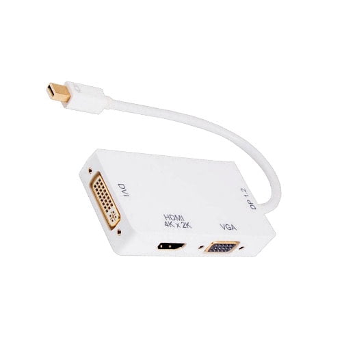 Kentek Mini Displayport 1.2 male to 4K HDMI, VGA, DVI female M/F/F/F 3 in 1 combo passive adapter Mini DP MDP Thunderbolt to HDMI, HD15, DVI-D digital 4K resolution HDTV ready PC MAC