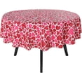 thumbnail image 3 of Round Table Cloth for Valentine’s Day - 60 Inch Waterproof Red/Pink Love Heart Pattern Tablecloth Vinyl Wipe Clean Table Cover for Valentines Dinner, Kitchen, Wedding Party Table Decor, 3 of 6