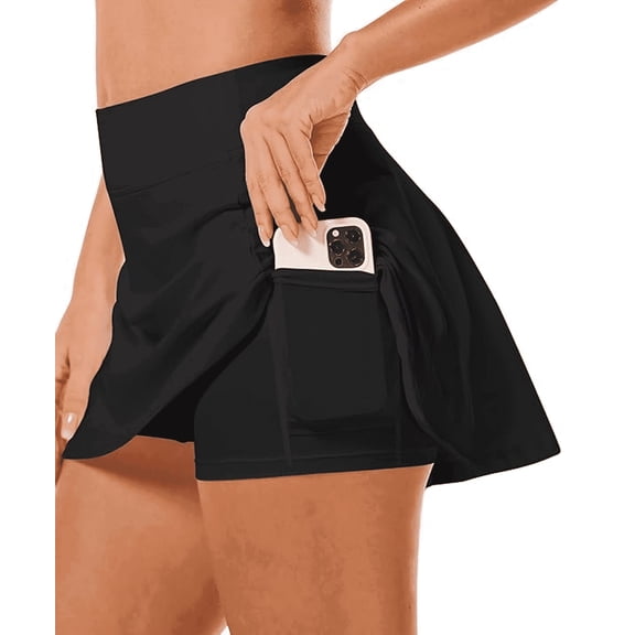 MLDRA Tennis Skirts for women Golf Mini Womens Skirts High Waisted with Pockets Inner Shorts for Athletic Skorts Sports Casual Black
