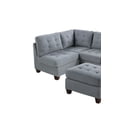 thumbnail image 3 of Living Room Gray Fabric Tufted Cushion 6pc L-Sectional Sofa Set 2x Corner Wedge 3x Armless Chairs 1x Ottoman Modular Couch, 3 of 10