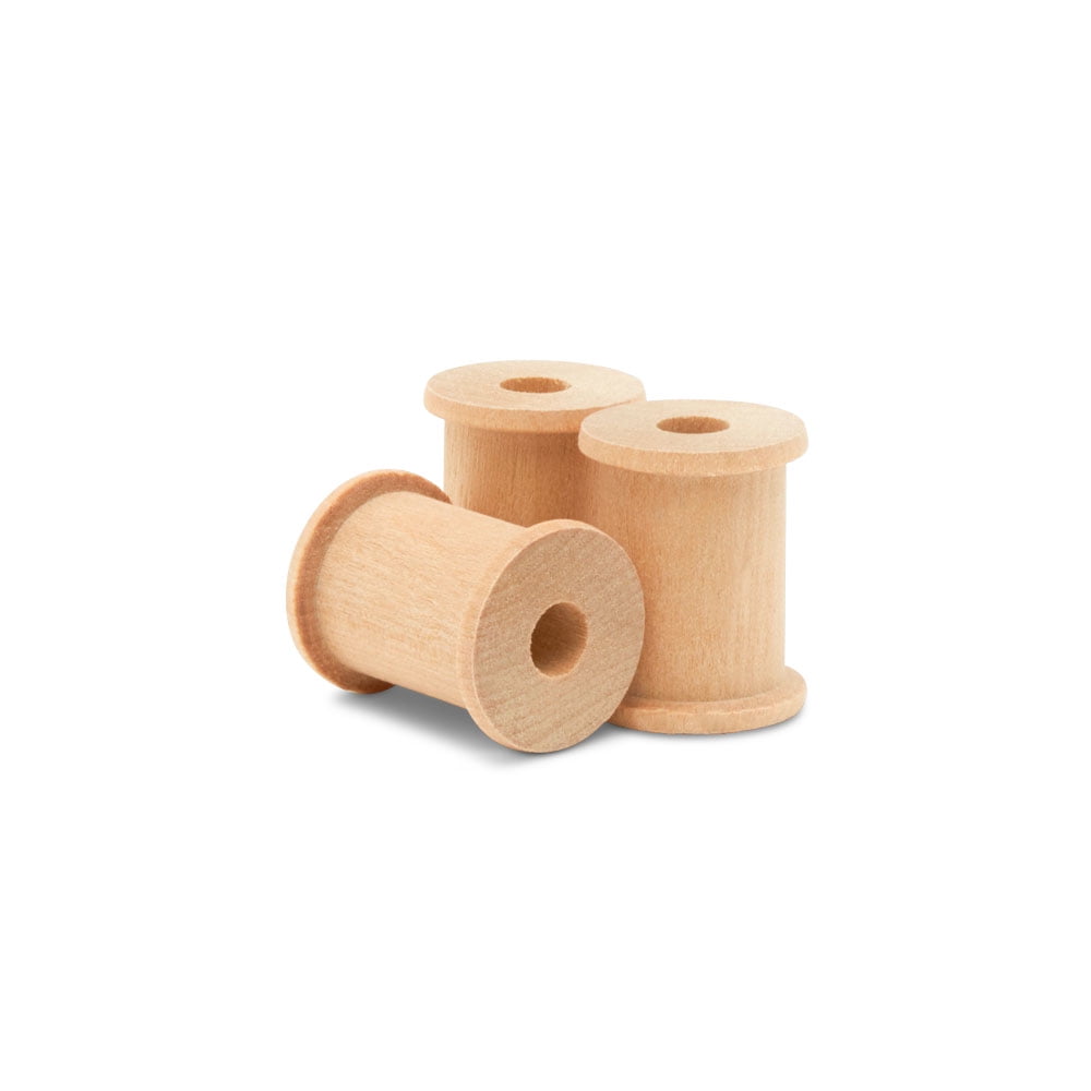 Hourglass Wooden Spools 2 x 1-3/8 Inch, Pack of 25 Large Wood Spools,  Unfinished Birch, Splinter-Free for Crafts by Woodpeckers
