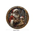 thumbnail image 3 of pathside 2 Pcs Black Santa Christmas Decorations, Black Face Santa Wooden Christmas Tree Ornaments, Claus Farmhouse Christmas Ornament Xmas Round Decorative Hanging Ornaments, 11.8in Diameter, 3 of 6