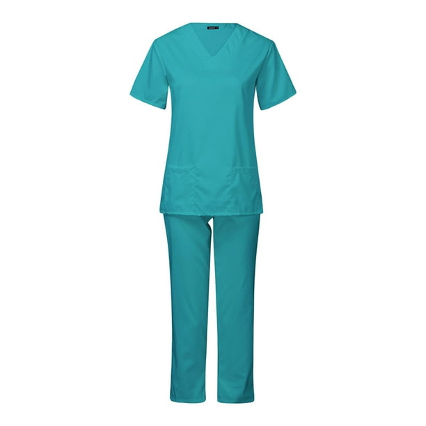 EQWLJWE Nurse Scrubs Uniform Womens Scrubs for Women Set Clearance Nurse  Scrubs Costume Women's Cool Stretch V-Neck Top and Cargo Pant Set Plus Size