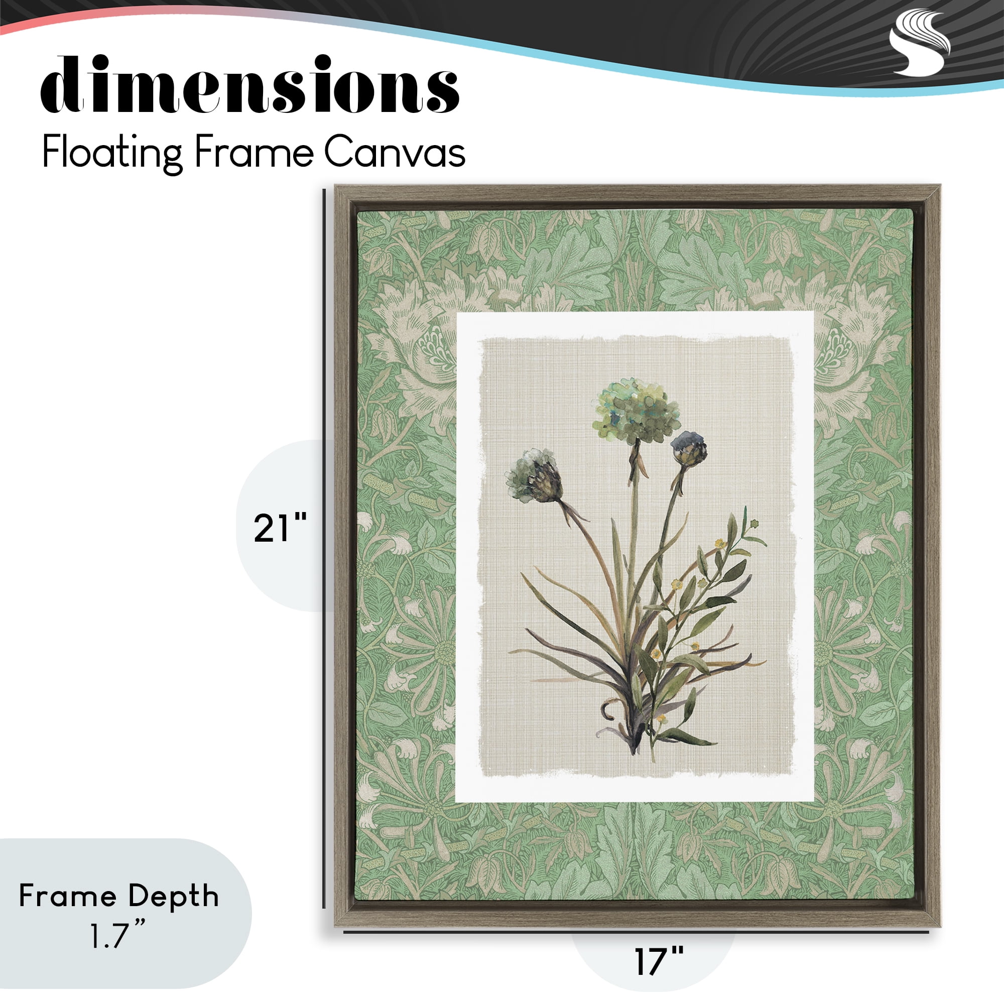 Stupell Industries Vintage Foliage in Green Brown Framed Floater Canvas Wall Art, design by Carol Robinson