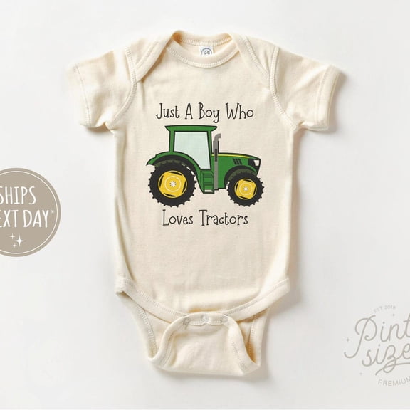 Baby Bodysuit BELLA CANVAS Just A Boy Who Loves His Tractor Baby Bodysuit - Trendy Farm Baby Boy Bodysuit - Tractor Baby Boy Bodysuit - Country Boy Onesie