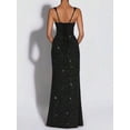 thumbnail image 4 of Dark Red (26003) Womens Slim-Fit Bodycon Evening Gown With Sequin Embellishment And Square Neck Spaghetti Straps, 4 of 5