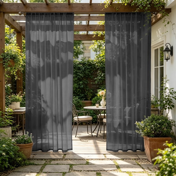 Waterproof Outdoor Sheer Curtains for Patio, White, 39.4 x 98.4 inch, 1 Panels - Outdoor Curtains Grommet Voile Drapes for Living Room, Bedroom, Pergola, Porch, Deck