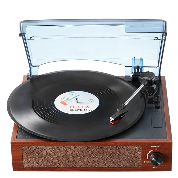 VEVOR Vinyl Record Player, 3-Speed, Belt Driven Turntable Player with Built-in 5W Stereo Speakers Magnetic Cartridge, Support 33/45/78 RPM Bluetooth Aux in RCA Output, for 7/10 /12 in Vinyl Records
