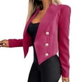 thumbnail image 2 of jsaierl Women's Elegant Shawl Collar Crop Open Front Button Jacket Long Sleeve Work Office Short Blazer, 2 of 6
